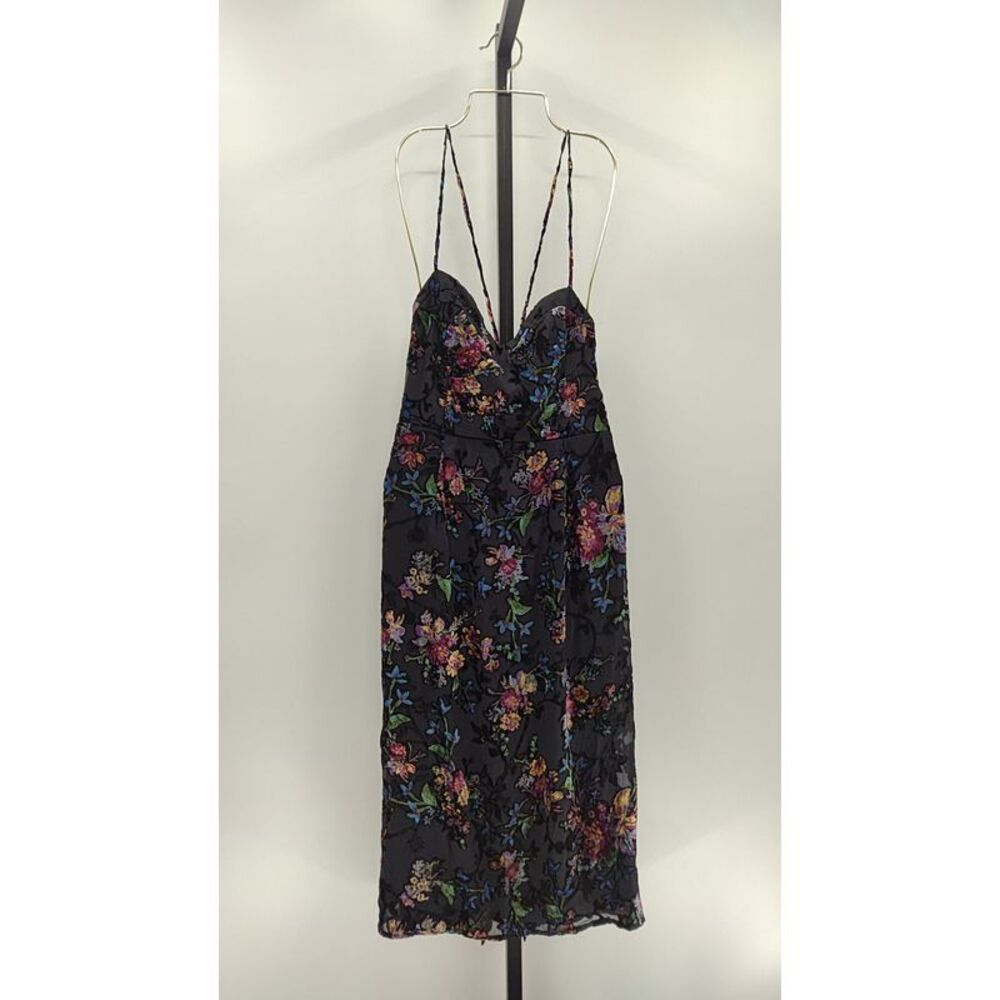 Lulu's Black Floral Slip Dress with Multicolor Blooms
